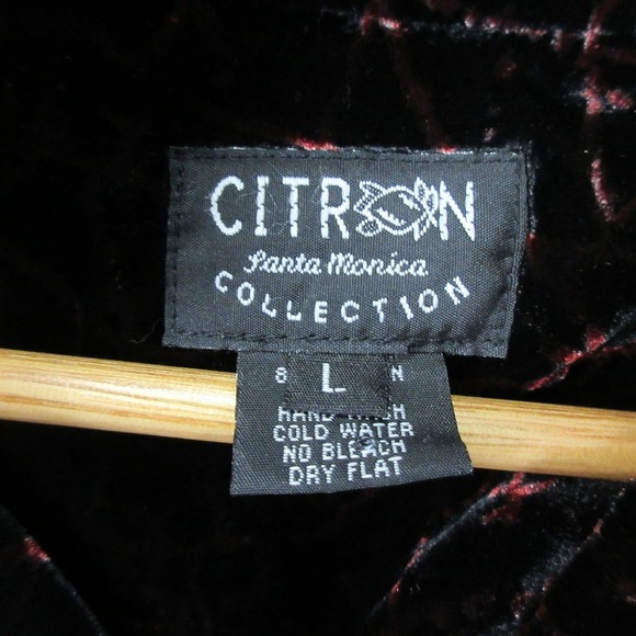 Citron Santa Monica Pearl Velour Blouse Top Button Women L Black Lagenlook 300 - Picture 3 of 10